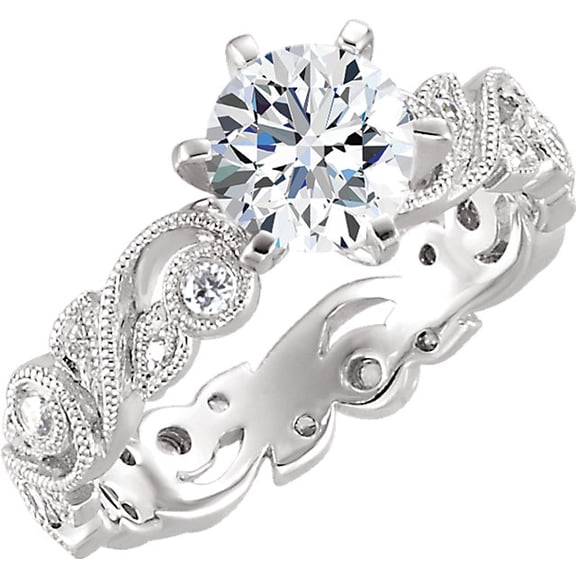 Pompeii 1 1/3ct Vintage Diamond Engagement Ring With Filigree Antique Accents White Gold