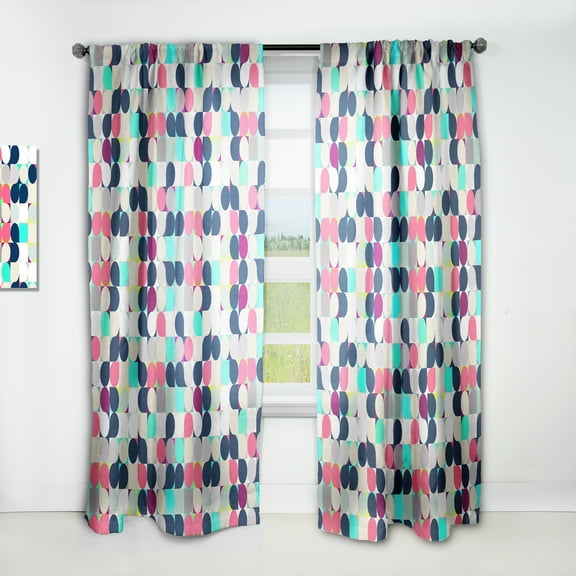 Designart 'Colorful Circular Dance XI' Mid-Century Modern Curtain Panel