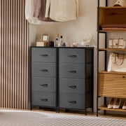 MCQ 4-Drawer Fabric Storage Nightstand – Multi-Functional End Table for Bedroom, Closet, or Dorm Use, Gray