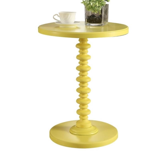 Bowery Hill Table d'Appoint Ronde Contemporaine en Bois Jaune
