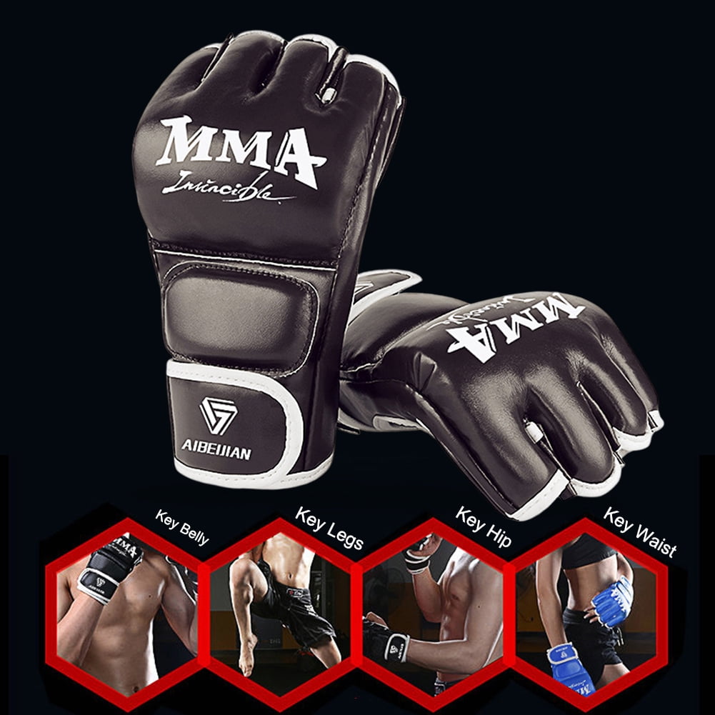 BLEEUS Half Finger Boxing Gloves Wearable Pu Breathable Sports Equipment Fitness Supplies (Black L)
