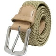 thumbnail image 3 of Falari Men Stretch Belt Canvas Elastic Fabric Woven Braided Belt Style 1005 Beige Medium, 3 of 5
