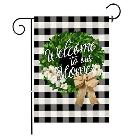 Siaonvr Welcome Garden Flags Outdoor Decorative Lawn Yard Flags White-Black Plaid