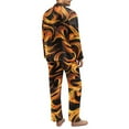 thumbnail image 4 of SEANATIVE Fire Print Long Sleeve Pajamas for Men Size 4X Large Sleepwear Pj Set with Pockets Mens Button Up Pajamas Tops and Pants Set 2 Piece Daily Loungewear Jogger Outfits, 4 of 6