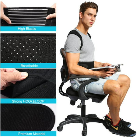 Yosoo Posture Corrector Clavicle Support Brace to Relieve Lower and Upper Back Pain, Improve Spine Alignment and Correct Bad Posture in Front of Computer for Men and Women,