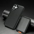 thumbnail image 6 of Dteck Magnetic Wallet Case for iPhone 16, RFID Blocking Carbon Fiber Texture Cover TPU Bumper Detachable Card Slot Kickstand Lightweight PU Leather Shockproof Protective Case, Black, 6 of 10