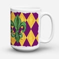 thumbnail image 2 of Mardi Gras Fleur de lis Purple Green and Gold Coffee Mug 15 oz, 2 of 5