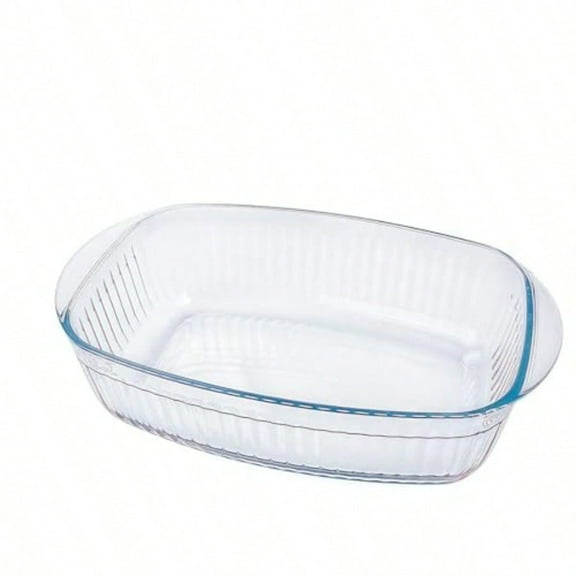 3.2QT Deep Glass Baking Dish10.5×7×3.35 inches Rectangular Glass Baking Pan Borosilicate Glass Vertical Stripe Baking Dish for Oven