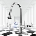 thumbnail image 1 of Fithood Touchless Kitchen Faucet-Smart Kitchen Sink Faucet sensor, 4Mode Pull Down Kitchen Sprayer, Fingerprint Resistant, Dual Temp. Handle with 1/3 Hole Deck Plate, Stainless Steel, Brushed Nickel, 1 of 5