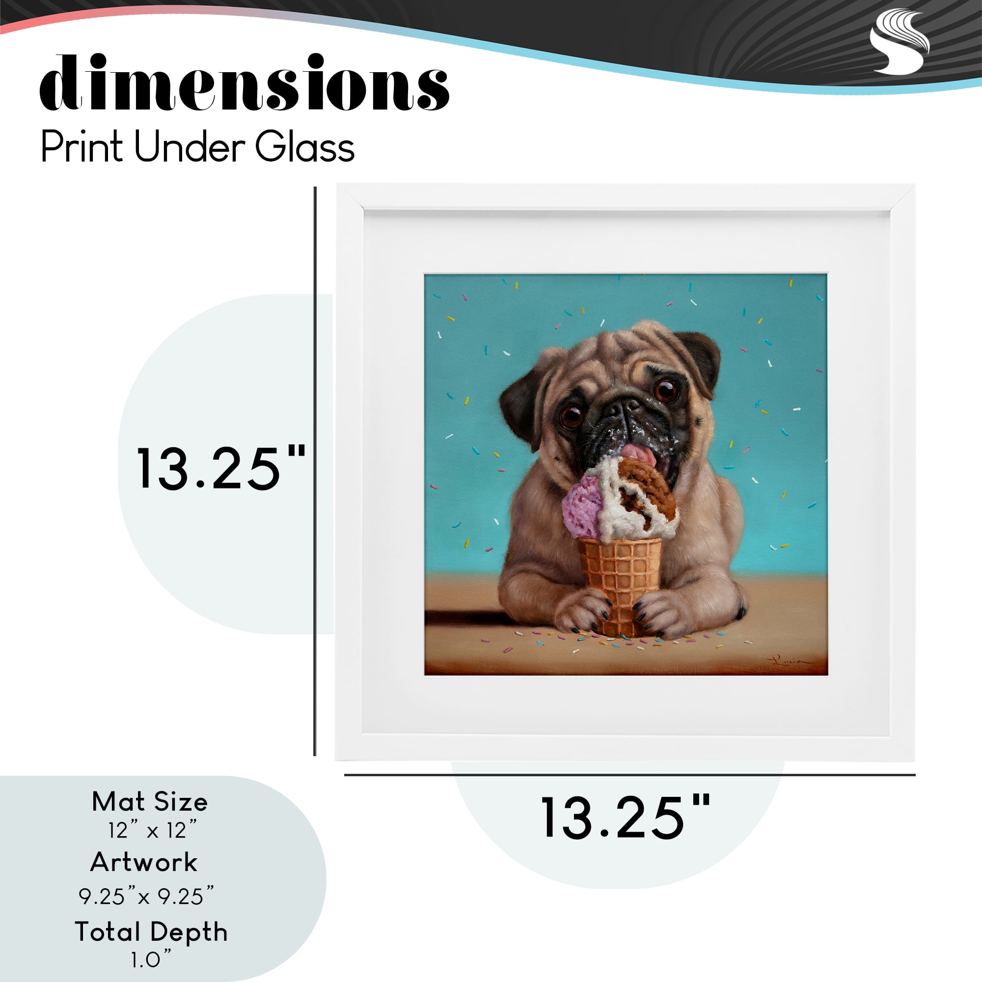 Neapawlitan Ice Cream & Dog White Framed Print Under Glass, design by Lucia Heffernan