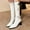 White, variant on Womens Knee High Boots Ladies Solid Bright Leather Back Zip Block Heel High Heel Mid Boots High Heel Square Toe Comfortable Shiny Leather Boots