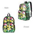 thumbnail image 2 of ZIATUBLES Clear Backpack Heavy Duty 17 Inch, Tropical Pineapple Hibiscus Print Fabric & PVC Transparent Bookbag With Front & Side Pockets, Sturdy See Through Backpack for School Security, 2 of 7