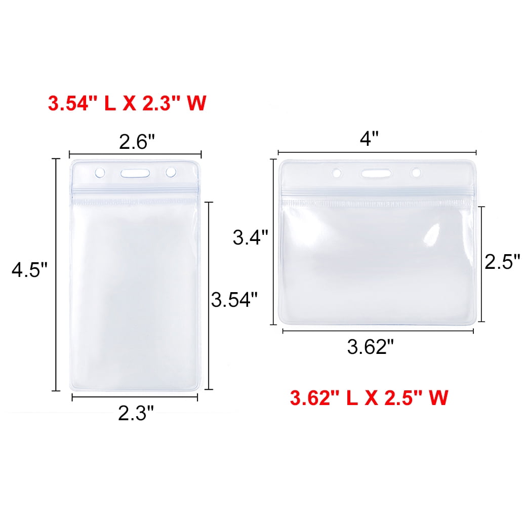 GOGO Heavy Duty ID Card Badge Holder Clear Vinyl Waterproof Type Resealable Zip-vertical-50 Packs
