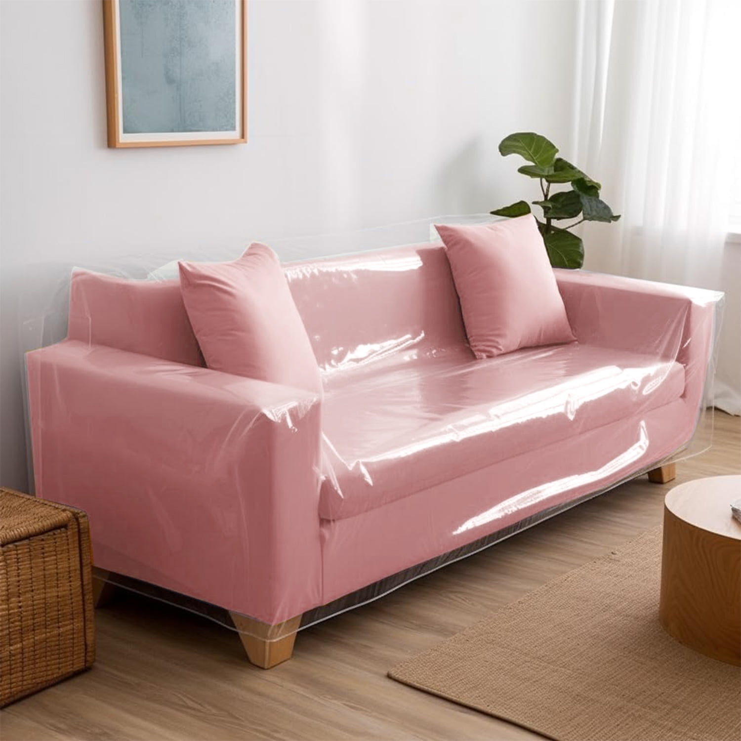Plastic Clear Sofa Cover - Waterproof Transparent Couch Protector for Storage and Moving, Non-Slip & Tear-Resistant PVC Plastic,96.5" x 42.5" x 42"