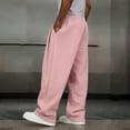 thumbnail image 6 of dazeni Men’s Baggy Sweatpants High Waisted Elastic Waist Drawstring Sweat Pants Comfy Wide Leg Casual Loose Joggers with Side Pockets Pink X-Large, 6 of 8