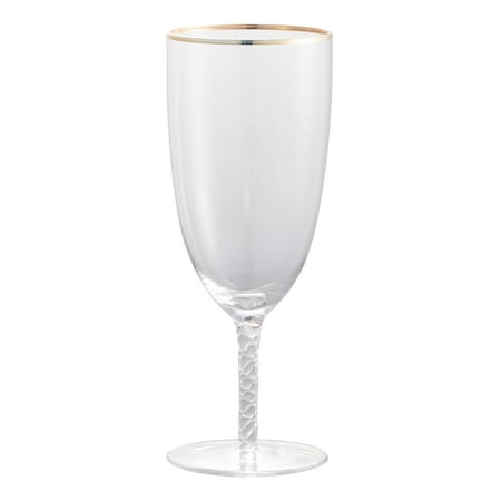 Set Of 4 Gold Rimmed Twisted Stem Water Goblet D3