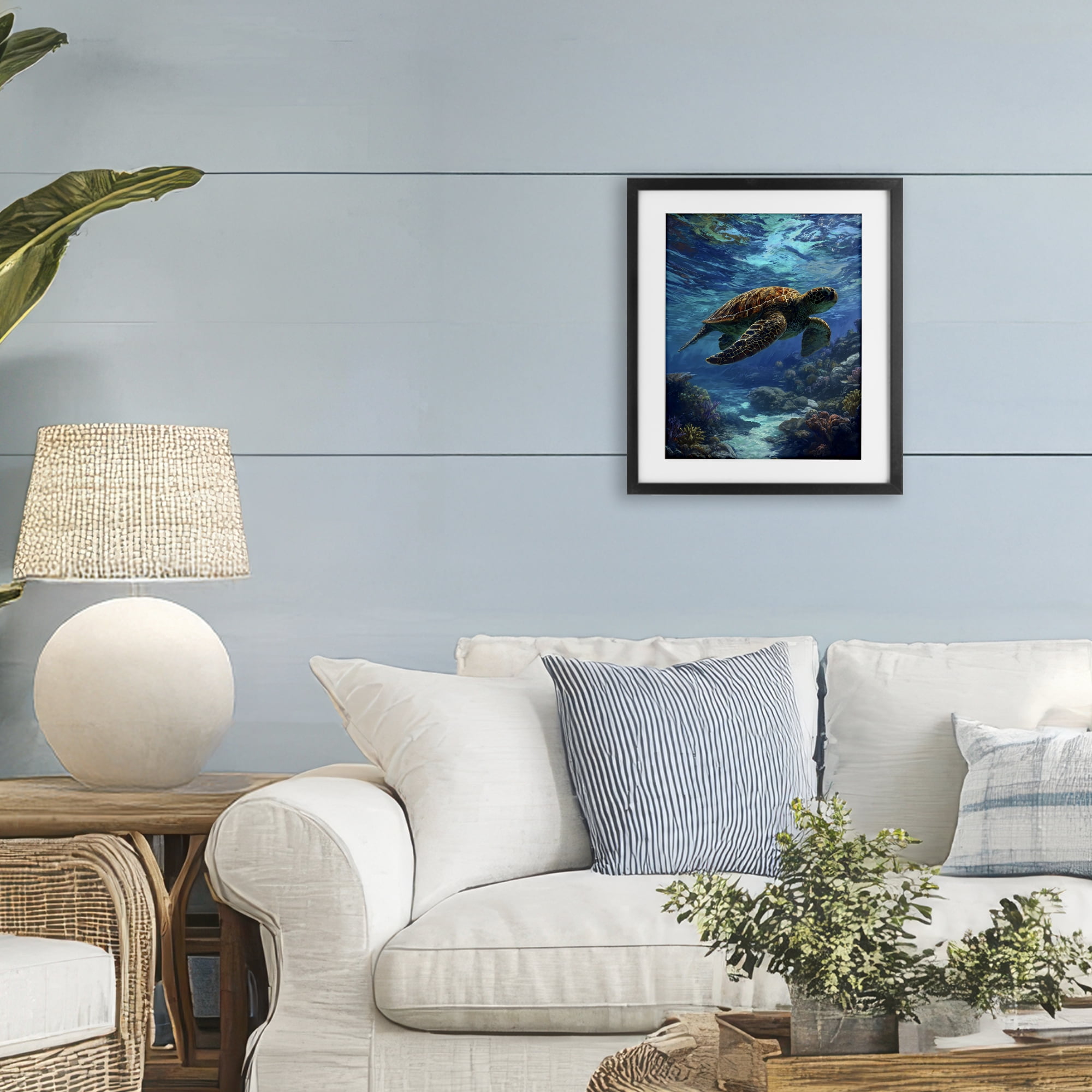Stupell Industries Oceanic Adventurer Tortoise Black Framed Print Under Glass, design by Franklyn Gregory