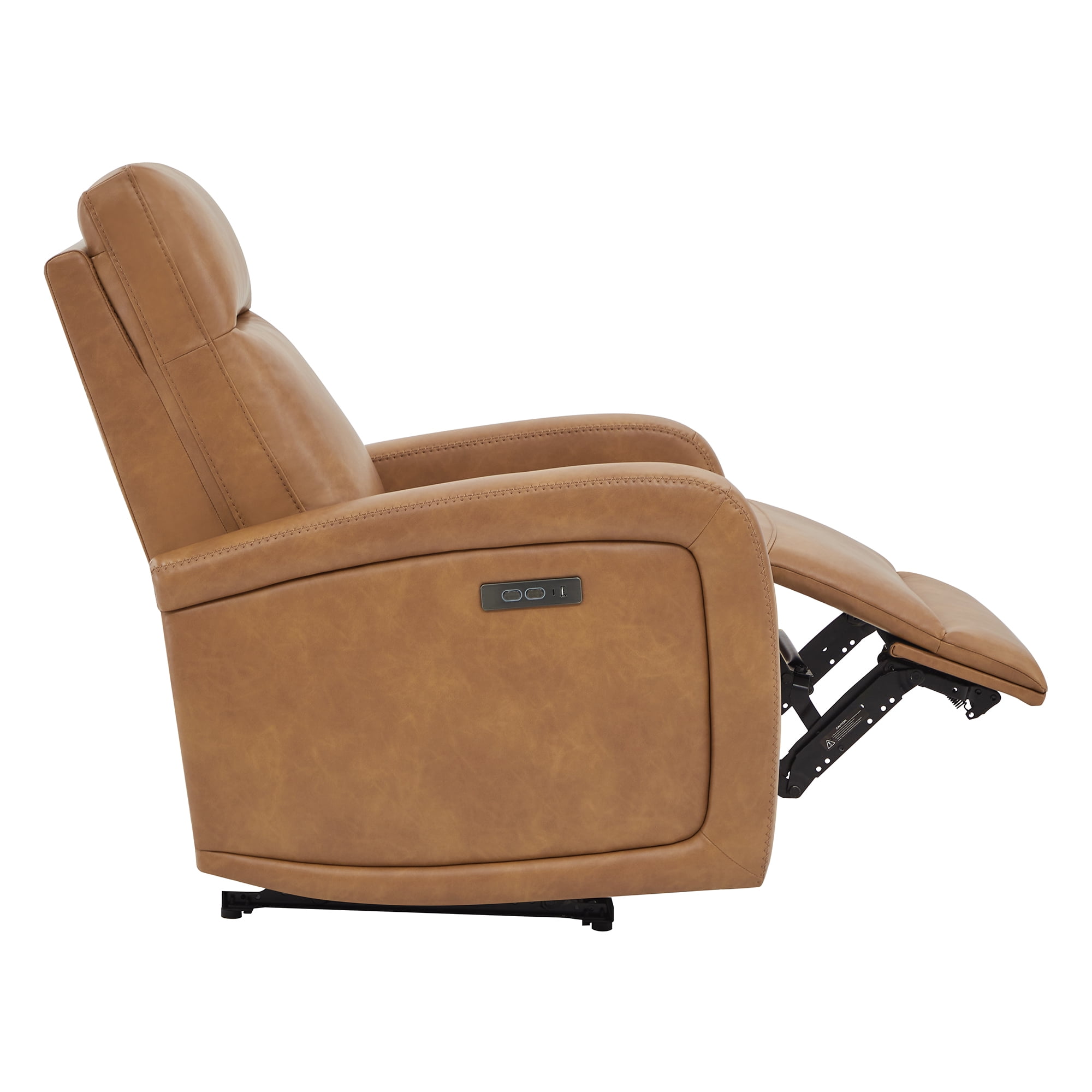 CHITA Electric Power Recliner, Zero Wall Hugger Recliners RV Recliners for Small Space Living Room, Faux Leather Single Sofa Chair with Adjustable Headrest USB&Type-C Charge, Cognac Brown