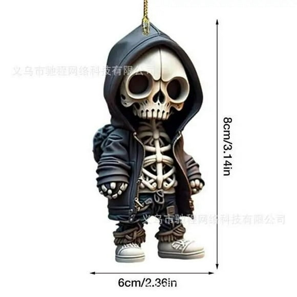 Figuras de resina de esqueleto de calavera de Halloween para coche  estatua decorativa para decoración de escritorio de coche  pantalla  espejo retrovisor automático  accesorio colgante