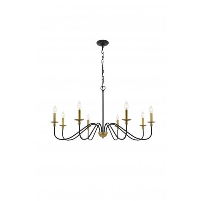 Living District LD5006D42BRB Rohan 8 Lumière Noir Mat & Laiton Pendentif de Plafond