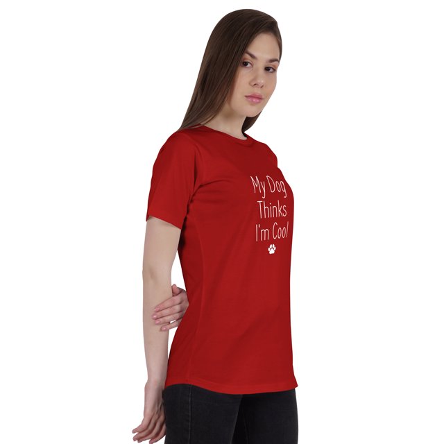 Inkmeso T-Shirt Femme Citation "Mon Chien Pense Que Je Suis Cool" avec Imprimé Graphique