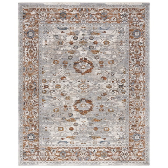 SAFAVIEH Heirloom Emely Oriental Polyester Area Rug, Ivory Grey/Rust, 8' x 10'