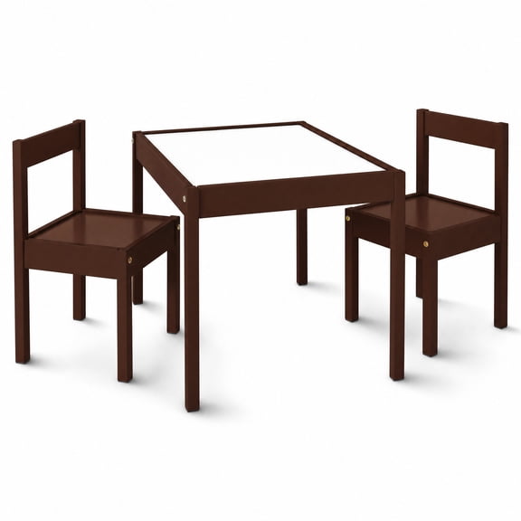 Mainstays Kids 3-Piece Dry Erase Activity Table and Chair Set for Learning, Drawing & Creative Play, Espresso