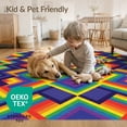 thumbnail image 4 of ODIKA Colorful Welcome Border With Diamond Motif And Stripe Layout Pet Friendly & Kids Safe Play for Playroom, Bedroom, Reading Nook, 4 of 7