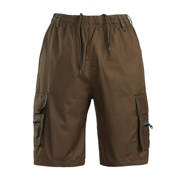 Innerwin Beach Shorts High Waist Men Summer Short Pants Holiday Solid Color Lounge Bottoms Brown S