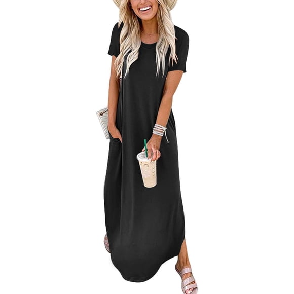 Vestido ANRABESS, casual, holgado, holgado, dividido, maxi beach