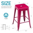 thumbnail image 3 of Rose Red Metal Barstools Set of 4, 24" High Bar Stools Backless, Indoor-Outdoor Counter Height Stools with Square Seat, 3 of 8
