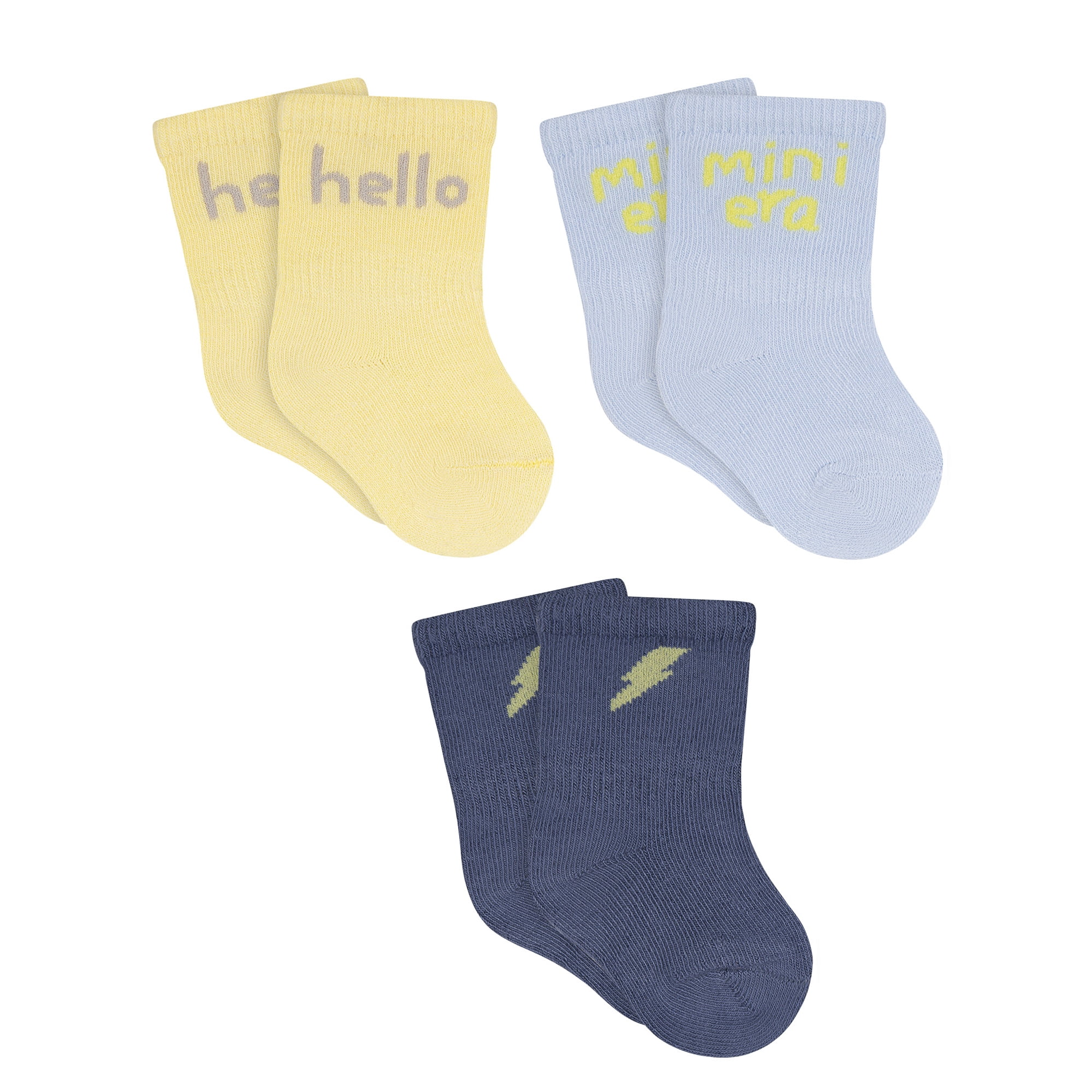 Gerber Baby Boy Jersey Wiggle Proof Crew Socks, 3-Pack, Sizes 0/6 Months - 6/12 Months