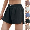thumbnail image 2 of Vhkiploz Active Shorts for Women Solid Color Side Slit Pull-On Sweat Shorts Summer Gym Running Shorts with Pockets, 2 of 7