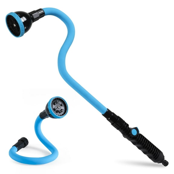 Watering Wand, 29" Bendable Garden Hose Wand with 10 Adjustable Spray Patterns, Water Sprayer Wand with Thumb Control Shut Off Valve, Quick Connector, Great for Hanging Baskets, Watering Plants