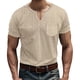 thumbnail image 1 of Camisa Casual de Color Sólido de los Hombres, Manga Corta Imitación de Lino Suelto Cuello en V para la Playa Y el Uso Diario, Blusa de Algodón Transpirable, 1 of 8