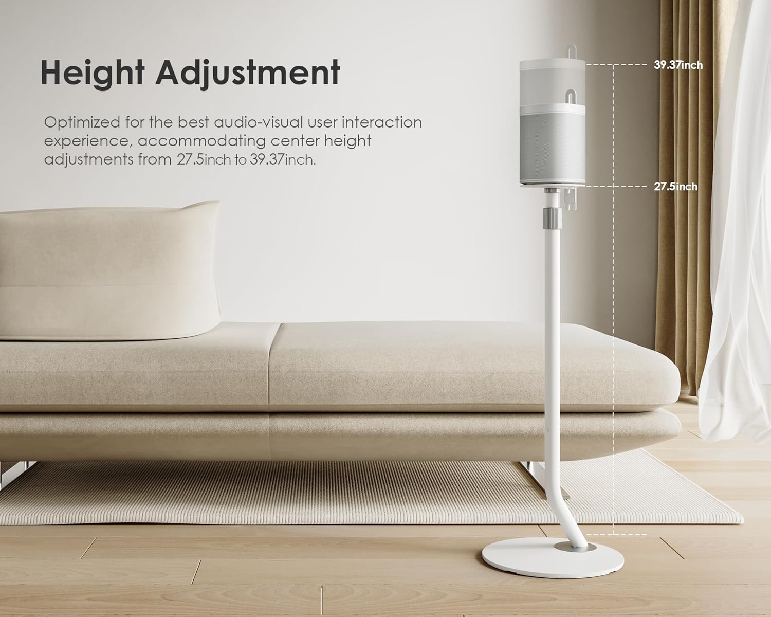 FITUEYES Adjustable Speaker Stands for Bookshelf Speakers, Pair, 27.5-39.3 in