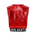thumbnail image 2 of TSSOE Boys Girls Cheerleading Stage Performance Shirt Athletic Hip Hop Jazz Tank Crop Tops Sequins Dance Vest B Red 5-6, 2 of 7