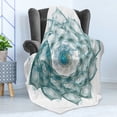 thumbnail image 4 of Spires Soft Flannel Fleece Throw Blanket, Flower Shaped Spiral Digital Vortex Pattern with Hazy Colored Elements Image, Cozy Plush for Indoor and Outdoor Use, 50" x 60", Teal, by Ambesonne, 4 of 5