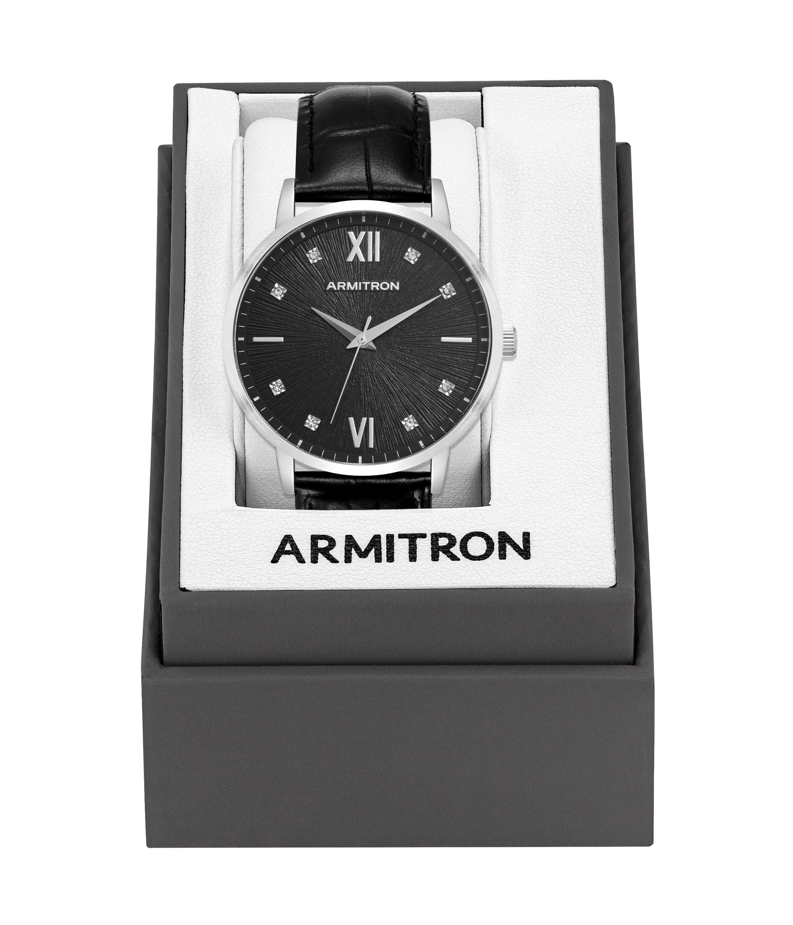 Armitron Adult Men's Analog Metal Black-Leather 40mm Wristwatch