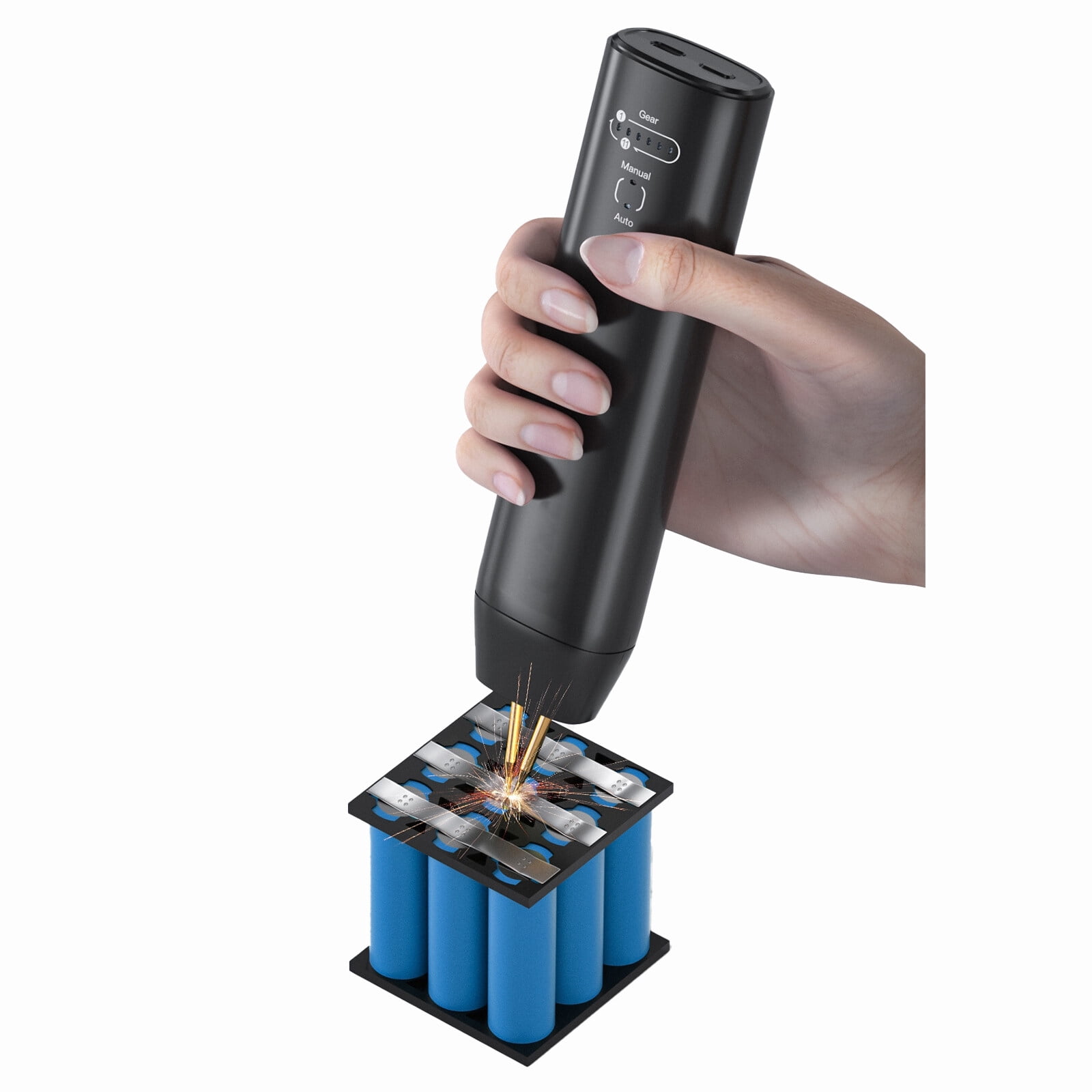 Battery Spot Welder, AWithZ Handheld Spot Welder 11 Gear Adjustable, Automatic and Manual Modes Battery Welder for 18650 Battery, Welding Nickel Sheets, Iron, Stainless Steel