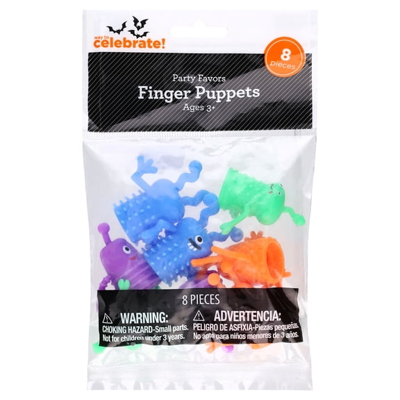 Finger Puppets Party Favors, Multicolor, 8 Count, Halloween by Way To Celebrate