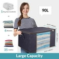 thumbnail image 2 of Royale Large Capacity 2 Pack Clothes Storage Bag Organizer with Strong Handle-90L Fabric Bag - Zipper Closure - Storage Container for Organizing Bedroom, Closet, Clothing, Comforter with Clear Window, 2 of 9