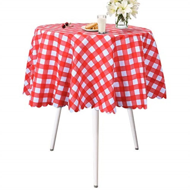 OUWIN 100 Waterproof Round Tablecloth SpillProof Wipeable PVC Vinyl