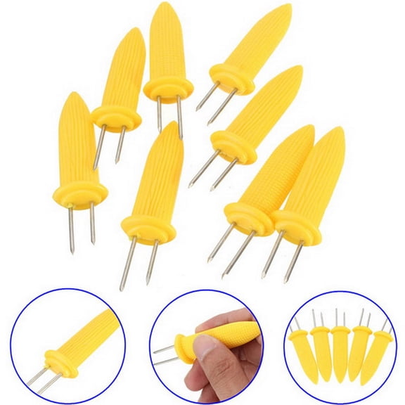 Jumbo Corn Holders, 2-Prong Metal with Plastic Handles, Easy Grip for Hot Corn on the Cob, Perfect for Summer BBQs and Picnics