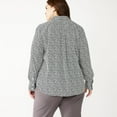 thumbnail image 2 of Plus Size Nine West Drapey Button Down Shirt Color: Tinsley Teal Size: 3X, 2 of 4