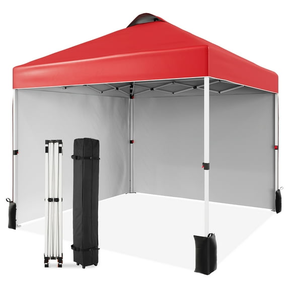 Garvee carpa plegable instantánea 10x10 con 2 paredes laterales y techo ventilado, impermeable y con sombra solar, incluye bolsa con ruedas para jardín, camping y eventos