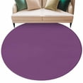 thumbnail image 2 of Dark Purple Round Rugs 5ft, Farmhouse Solid Purple Color Modern Art Non Slip Washable Rug Runner, Low Pile Indoor Floor Carpet Mat Bathroom Rugs for Living Room, Bedroom, Kids Room, 2 of 9