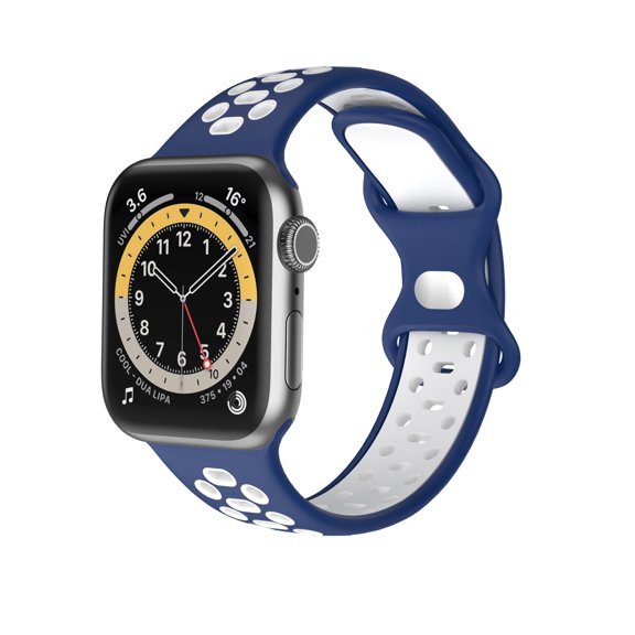 Worryfree Gadgets Silicone Sports Bands Compatible with Apple Watch Band 42/44/45mm iWatch Strap- Blue & White