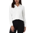 thumbnail image 1 of CAMISA DE TRABAJO DE MUJER INSPIRADA CHIC DE MANGA LARGA CON PLIEGUES Y BOTONES TAMAÑO 2XL BLANCA, 1 of 5