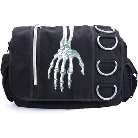 Goth Backpack Grunge Backpack Y2k Fashion Skull Backpack Hooded Backpack Gothic Black Bag Goth Messenger Bag ( bag ghost hand)